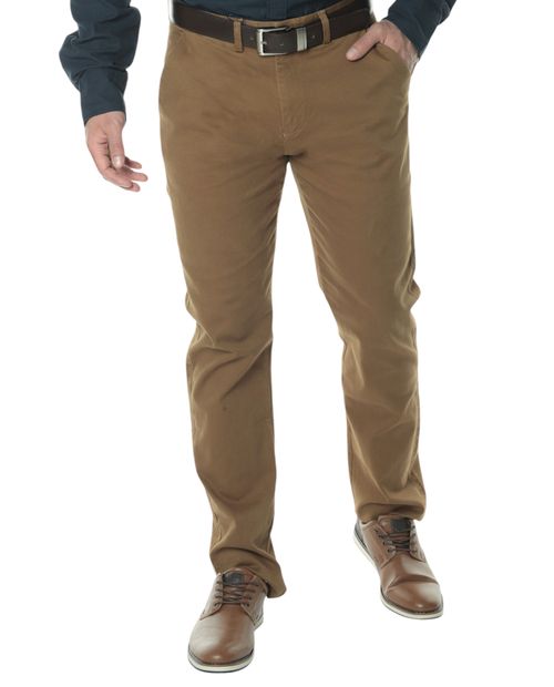Pantalón chino twill Gents khaki sólido para hombre