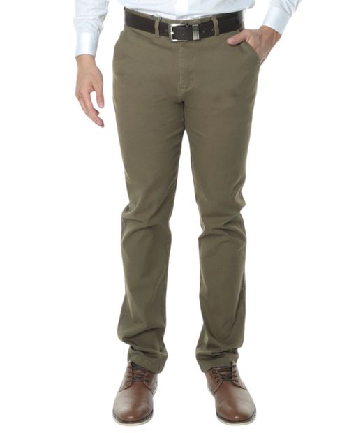 Pantalón chino twill Gents olivo sólido para hombre