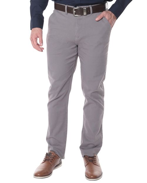 Pantalón chino twill Gents gris sólido para hombre