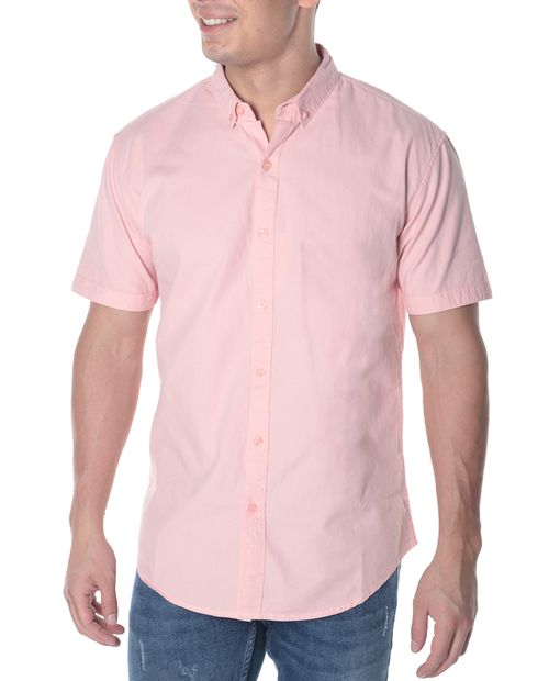 Camisa casual regular fit Gents rosada sólida para hombre