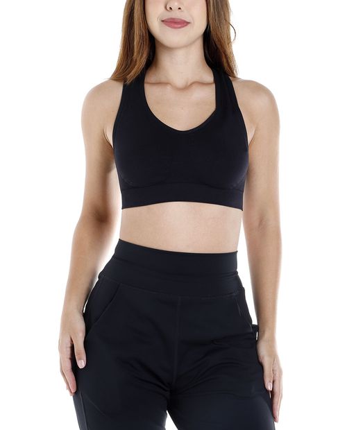 Top bra deportivo Boomerang negro con textura para mujer