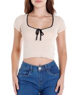 104724156-Blusa-Orange-crop-top-beige-manga-corta-para-mujer