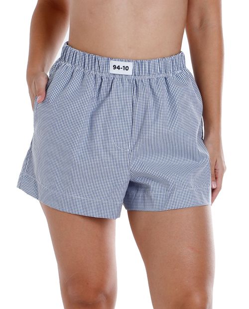 Short Orange pull on azul de cintura alta para mujer