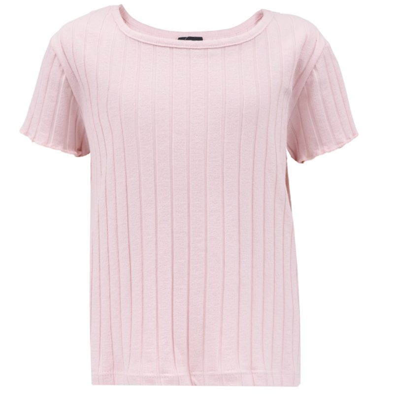 Blusa-rosada-con-acanalado-para-niña-104785763