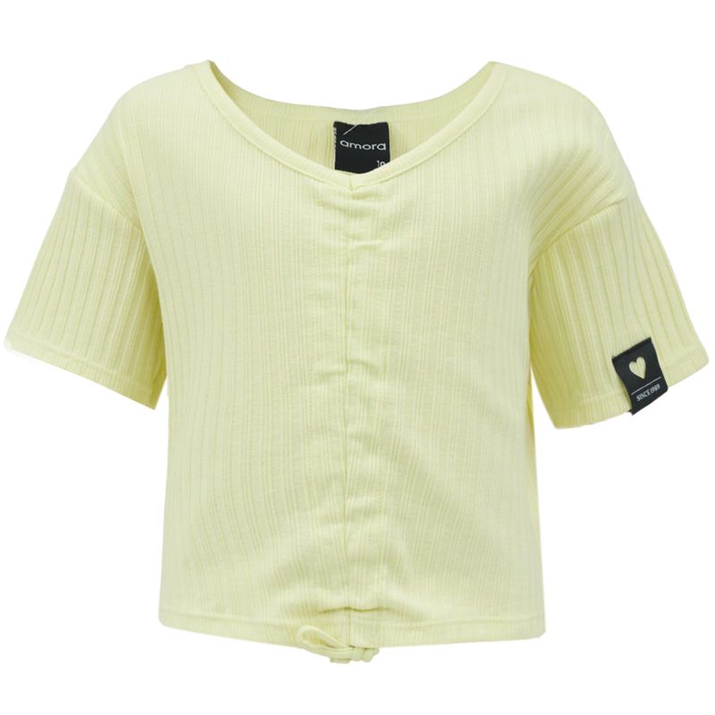 Blusa-amarilla-con-acanalado-para-niña-104785771