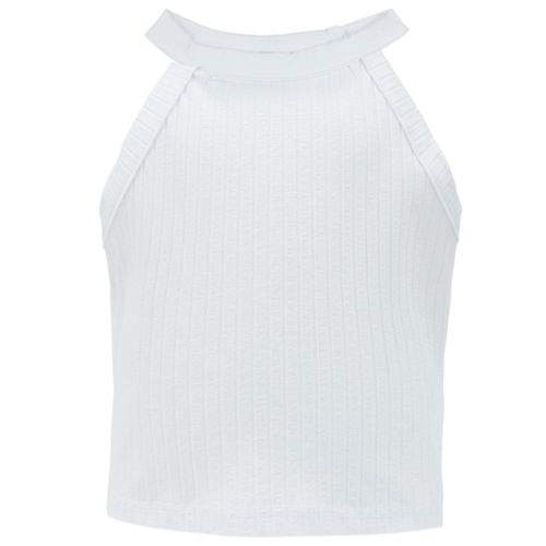 Blusa blanca con acanalado para niña