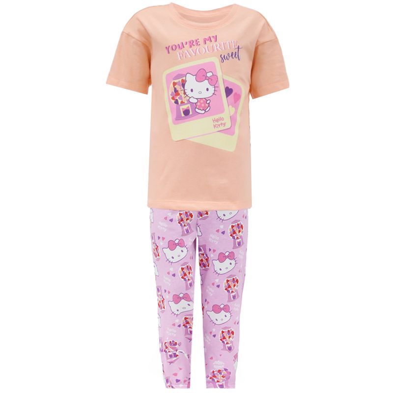 Pijama-de-2-piezas-bicolor-con-estampado-de-Hello-Kitty-para-niña-104774259