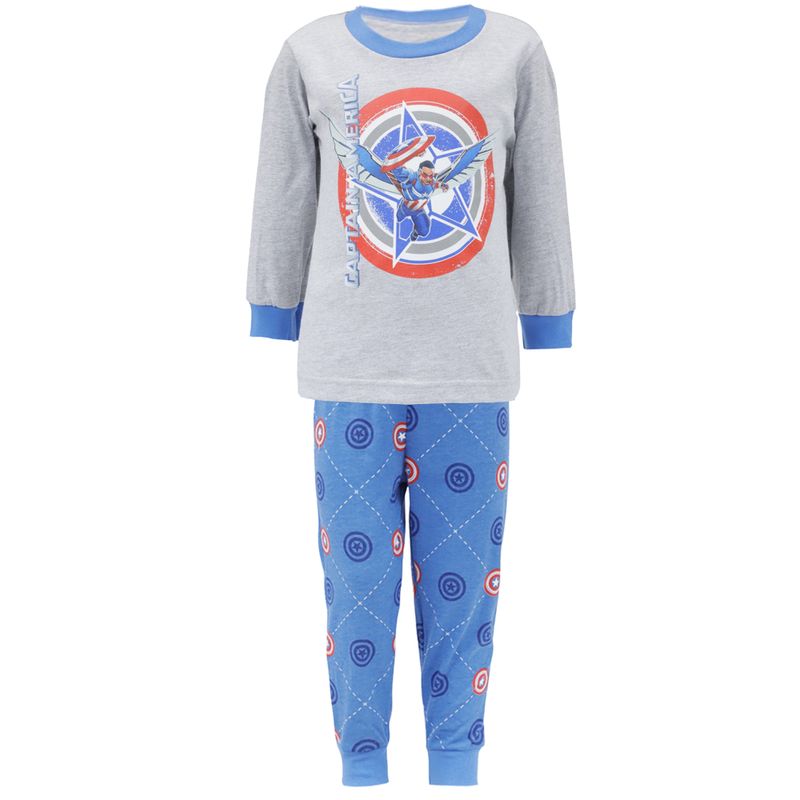 Pijama-de-2-piezas-bicolor-con-estampado-de-Capitan-America-para-niño-104832199