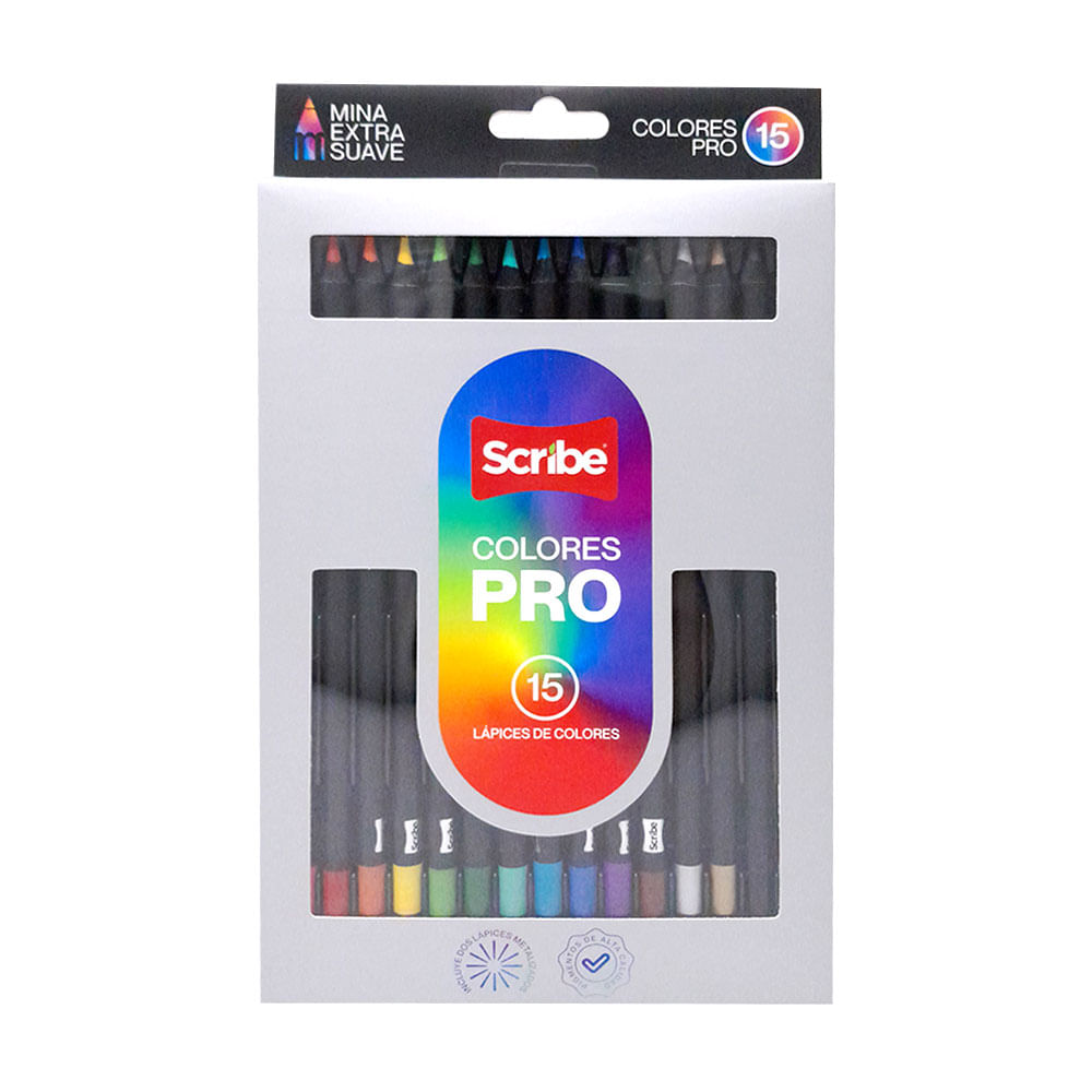 Caja de colores Scribe Pro 15 unidades - Siman El Salvador