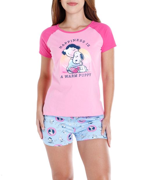 Pijama con short St. Jacks estampada Snoopy para mujer