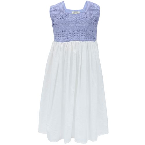 Vestido bicolor sólido para niña