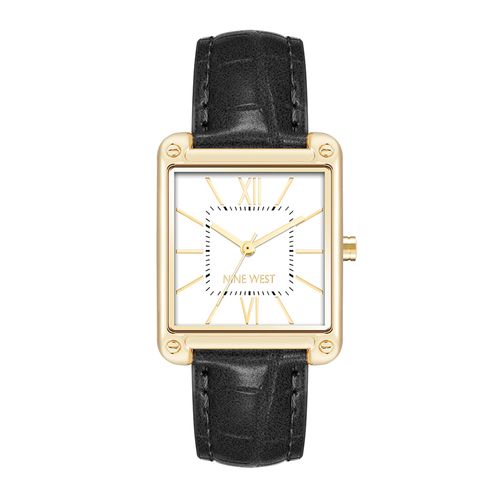 Reloj Nine West análogo cuero negro para mujer