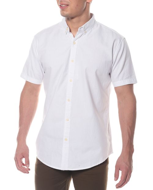 Camisa casual regular fit Gents blanca sólida para hombre