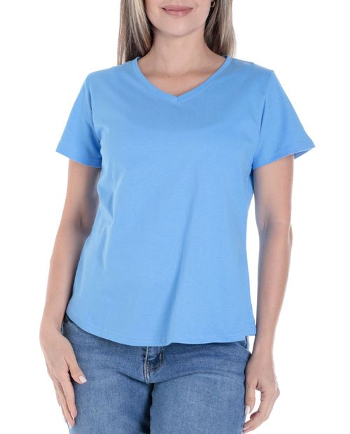 Camiseta Nicolle azul manga corta para mujer