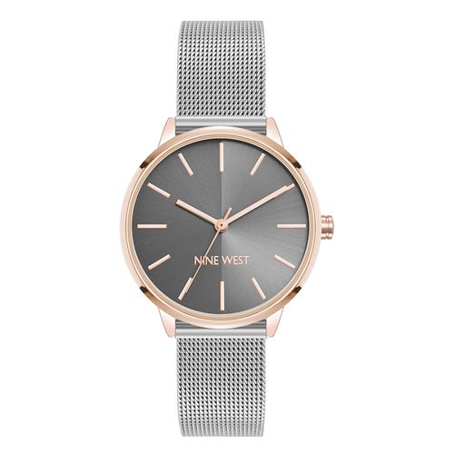 Reloj Nine West análogo metálico plateado para mujer