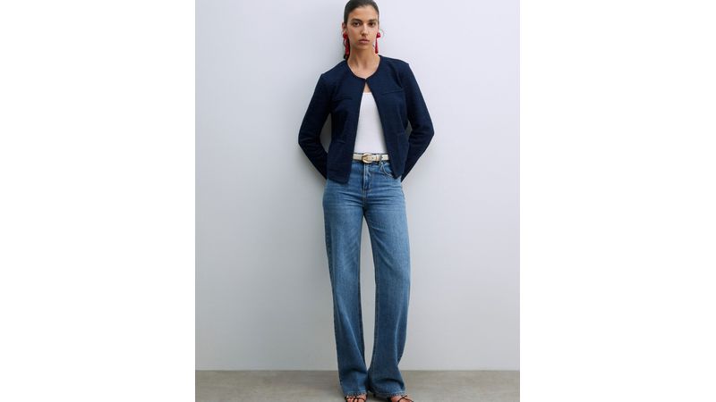 Cardigan Cazadora Vaquera Mujer Sfera Chaqueta Sfera Tweed Azul