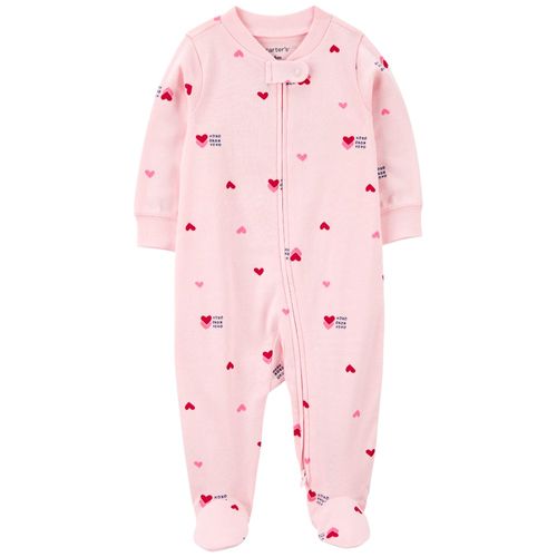 Pijama rosada con estampado de corazones para bebé niña