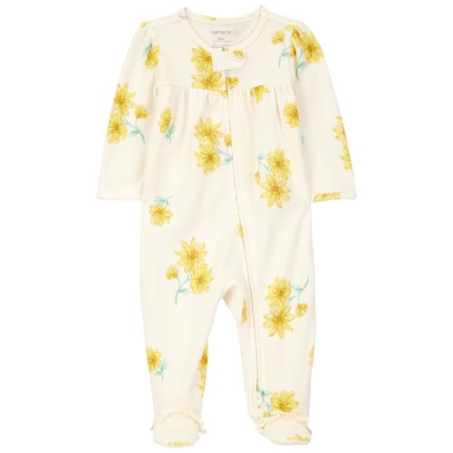 Pijama beige con estampado de flores para bebé niña