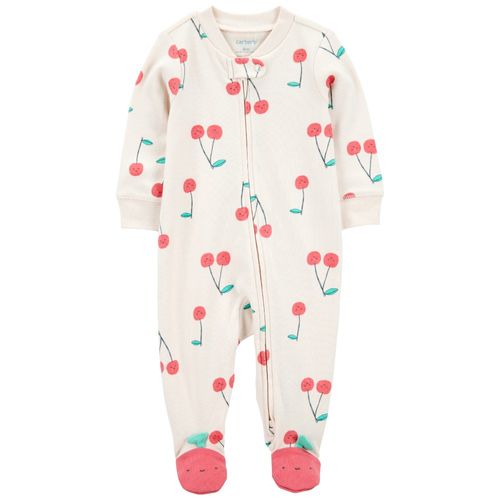 Pijama bicolor con estampado de cerezas para bebé niña