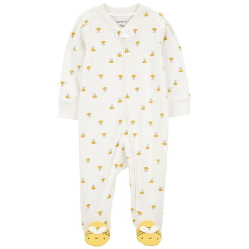 Pijama bicolor con estampado de abejitas para bebé niña