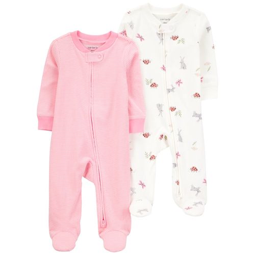 Set de 2 pijamas bicolor con estampado para bebé niña