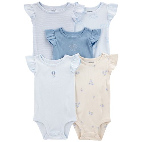 Set de 5 mamelucos multicolor con estampado para bebé niña