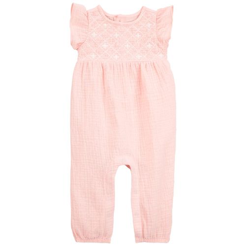 Jumpsuit rosado con bordado para bebé niña