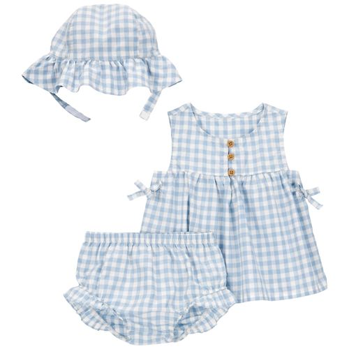 Conjunto de 3 piezas bicolor con cuadros para bebé niña