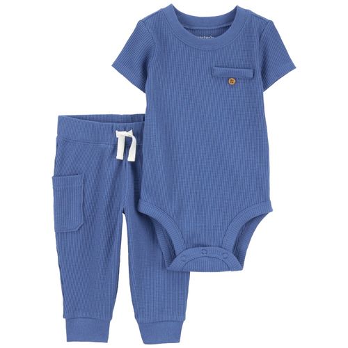 Conjunto de 2 piezas azul sólido para bebé niño