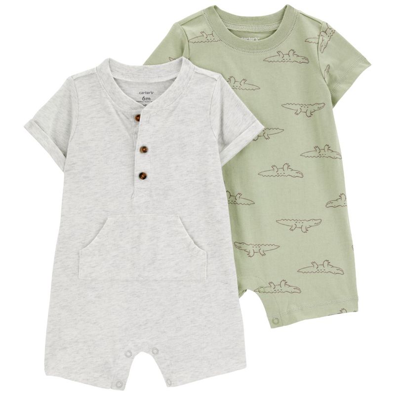 Set-de-2-rompers-bicolor-con-estampado-para-bebe-niño-104846423