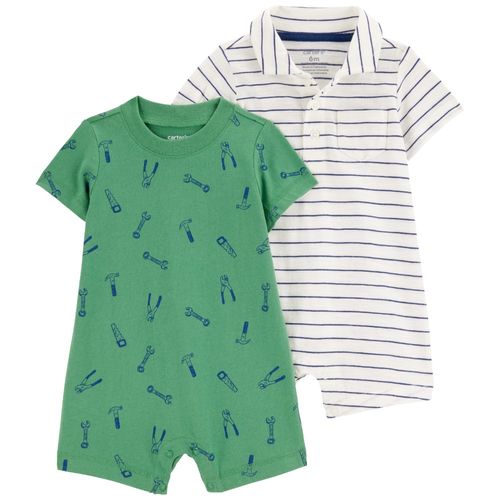 Set de 2 rompers multicolor con estampado para bebé niño