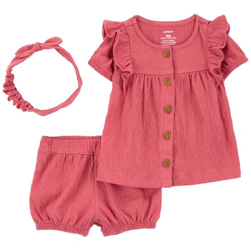Conjunto de 3 piezas rosado sólido para bebé niña