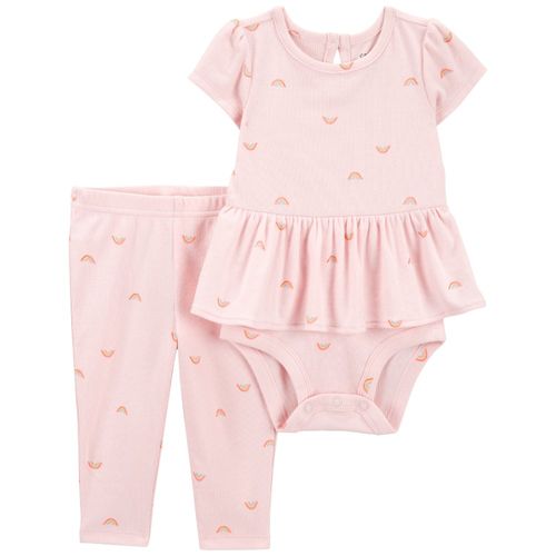 Conjunto de 2 piezas rosados con estampado de arcoíris para bebé niña