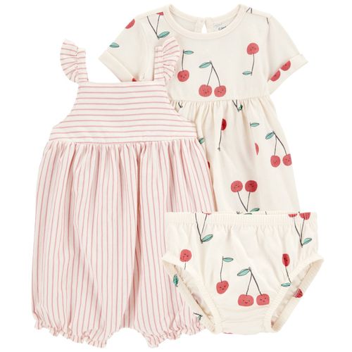 Conjunto de 3 piezas multicolor con estampado de cerezas para bebé niña