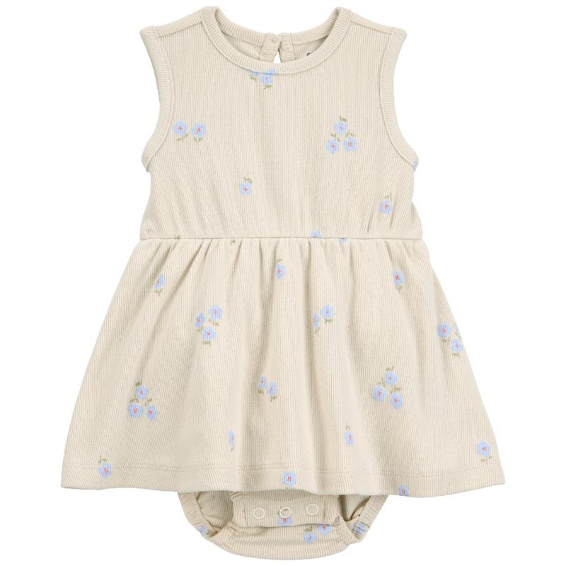 Vestido-beige-con-estampado-de-flores-para-bebe-niña-104846583
