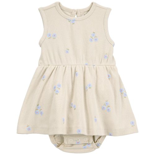 Vestido beige con estampado de flores para bebé niña