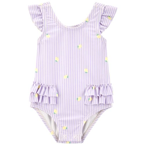 Traje de baño 1 pieza bicolor a rayas para bebé niña