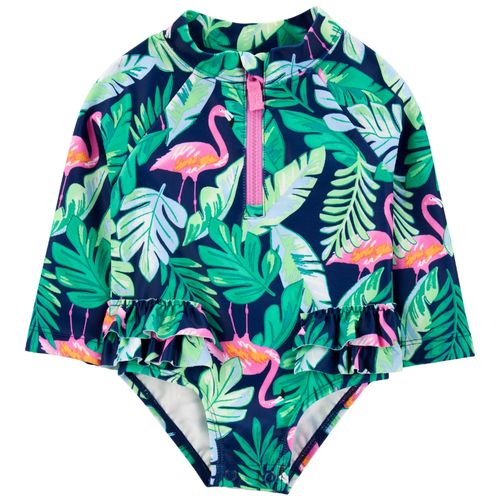 Traje de baño 1 pieza bicolor a rayas para bebé niña