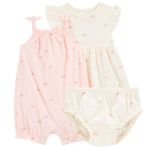 Conjunto de 3 piezas bicolor con estampado de arcoíris para bebé niña