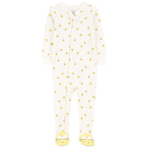 Pijama bicolor con estampado de abejitas para bebé niña