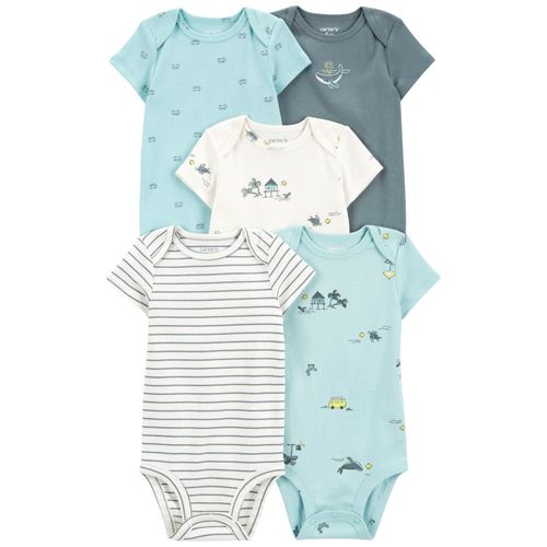 Set de 5 mamelucos multicolor con estampado para bebé niño