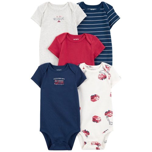Set de 5 mamelucos multicolor con estampado para bebé niño