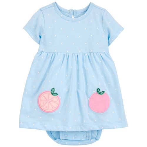Vestido celeste con puntos para bebé niña