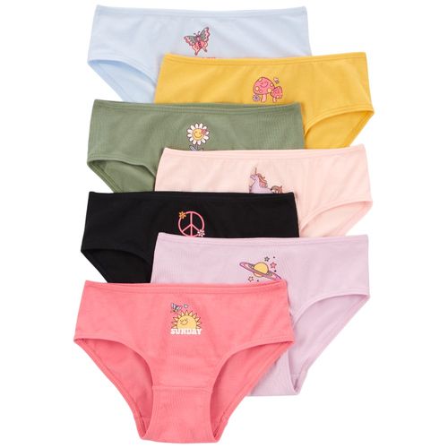 Set de 7 piezas ropa interior multicolor con estampado para niña