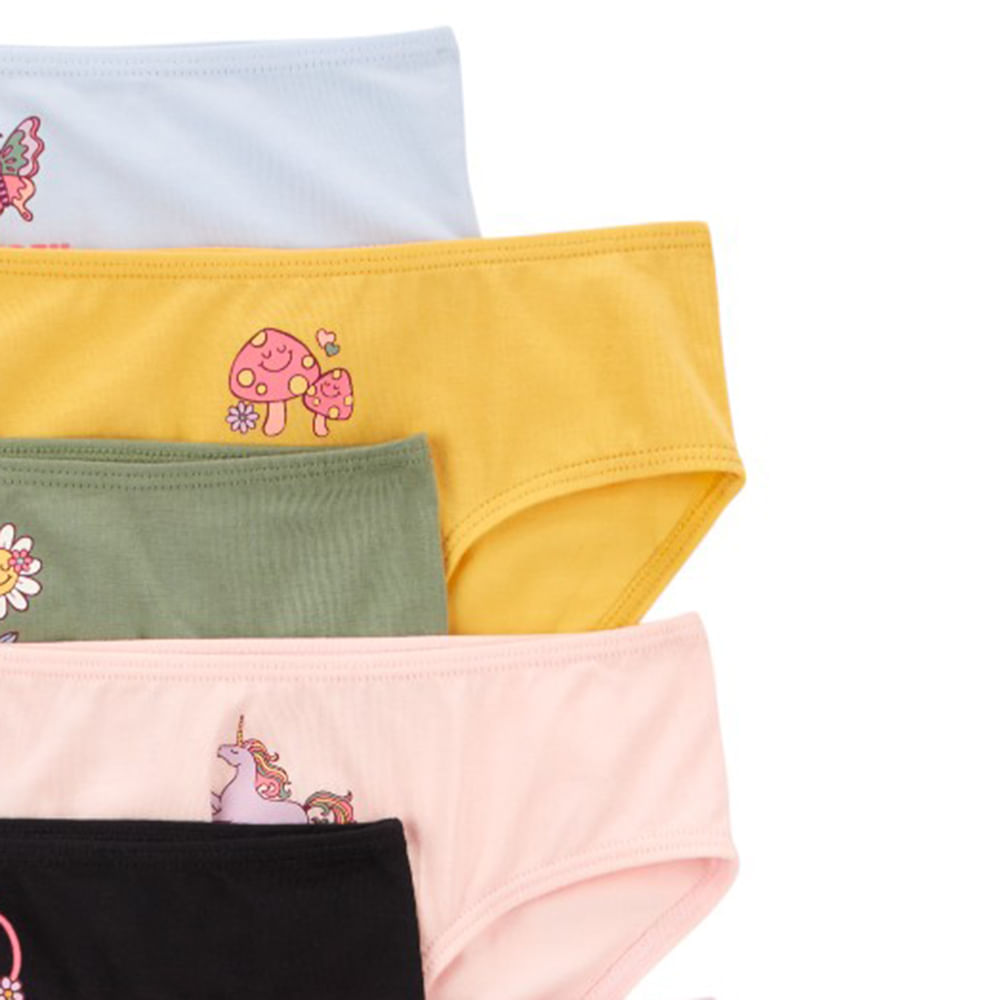 Set de 7 piezas ropa interior multicolor con estampado para niña ...