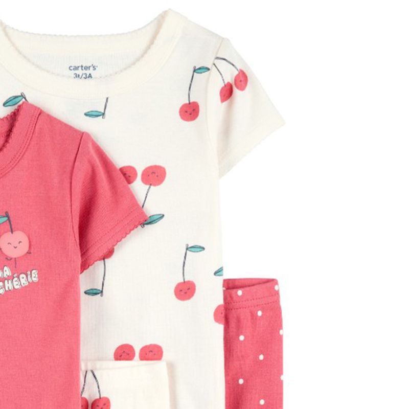 Set-de-pijama-4-piezas-bicolor-con-estampado-de-cerezas-para-niña-104846742
