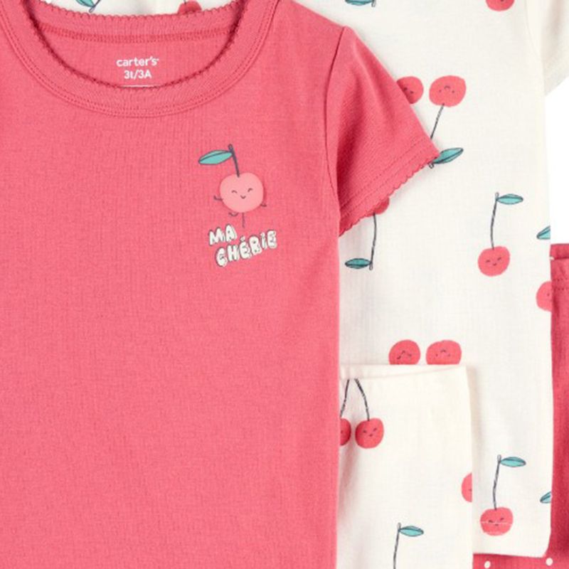 Set-de-pijama-4-piezas-bicolor-con-estampado-de-cerezas-para-niña-104846742