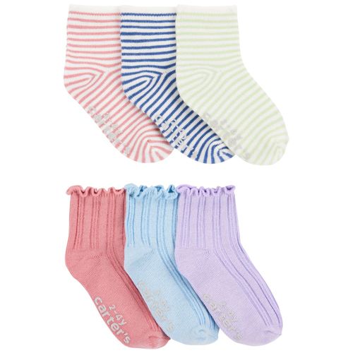 Set de 6 pares de calcetines multicolor a rayas para niña