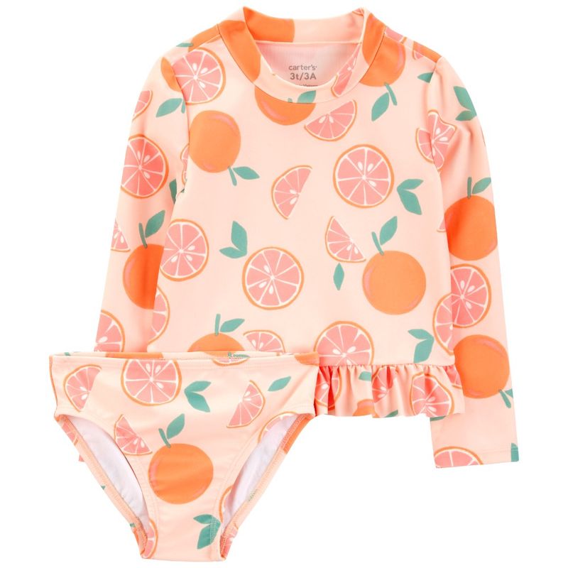 Traje-de-baño-2-piezas-anaranjados-con-estampado-para-niña-104846833