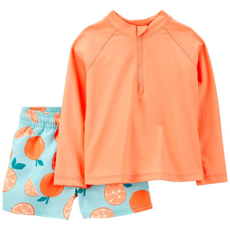 Traje-de-baño-2-piezas-bicolor-con-estampado-para-niño-104846853